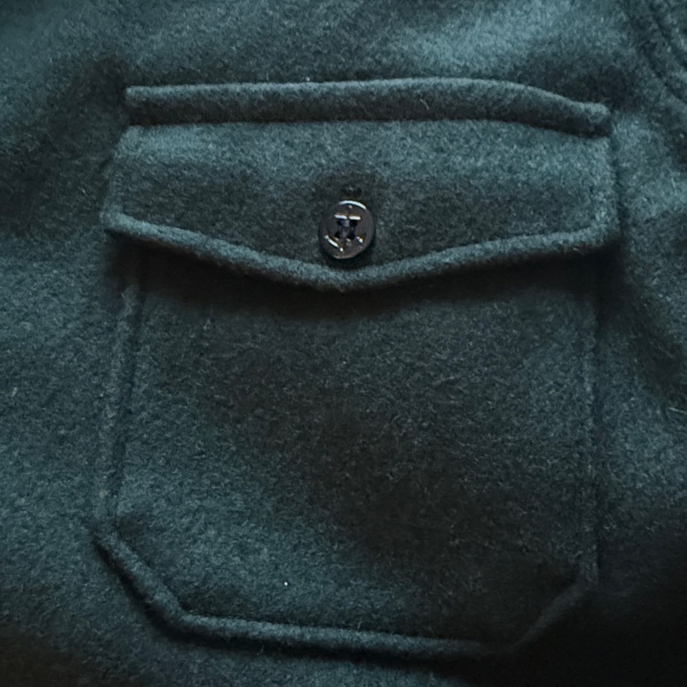Melton Men's Dark Green Wool Shirt Jacket - Picture 5 of 8